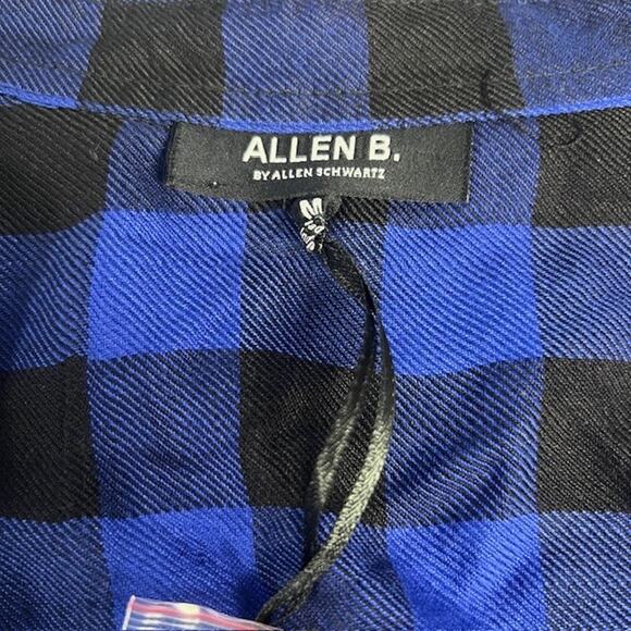 NWT Allen B Schwartz Blue & Black Lightweight Long Sleeve Flannel Size Medium - Picture 4 of 7